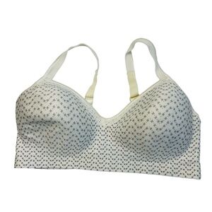 Hanes Size XL+ Bra White Gray Wireless Multiway Padded Adjustable Pattern MHW199
